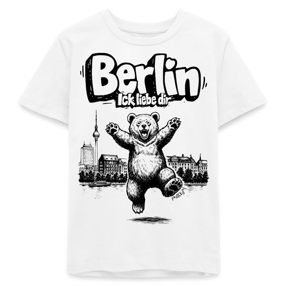 Berlin Souvenir-Bio Teenager T-Shirt-BERLIN ICK LIEBE DIR - Weiß