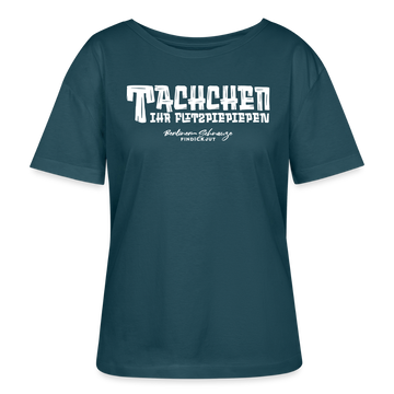 Berliner Begrüssung-TACHCHEN IHR FLITZPIEPEN-Rundhals Frauen Bio-T-Shirt - Dunkles Petrol