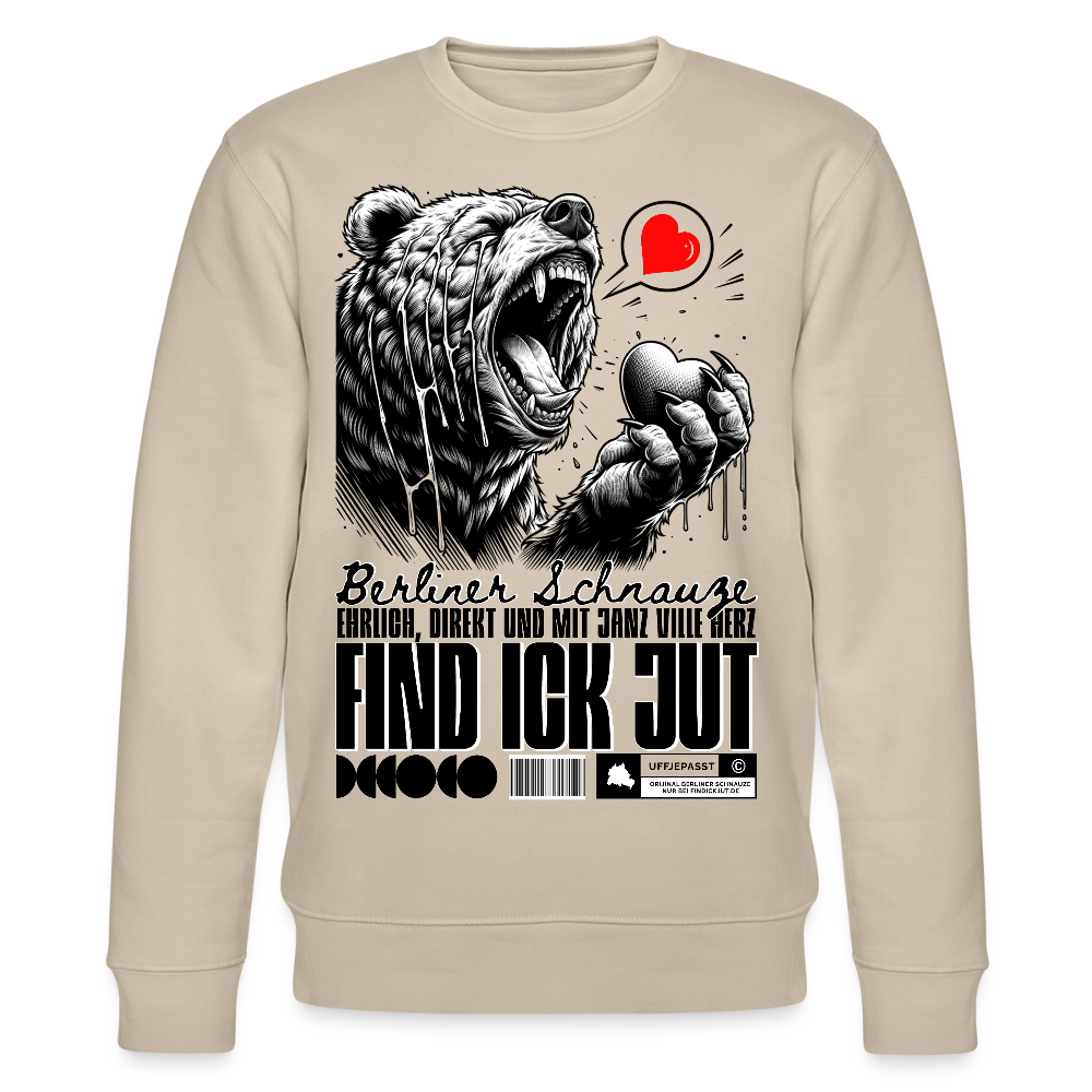 Berlin Souvenir-FIND ICK JUT-Unisex Bio-Sweatshirt - Beige