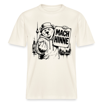 Berlin Souvenir mit Berliner Schnauze-MACH HINNE- RELAXED FIT Unisex Organic T-Shirt - Naturweiß 