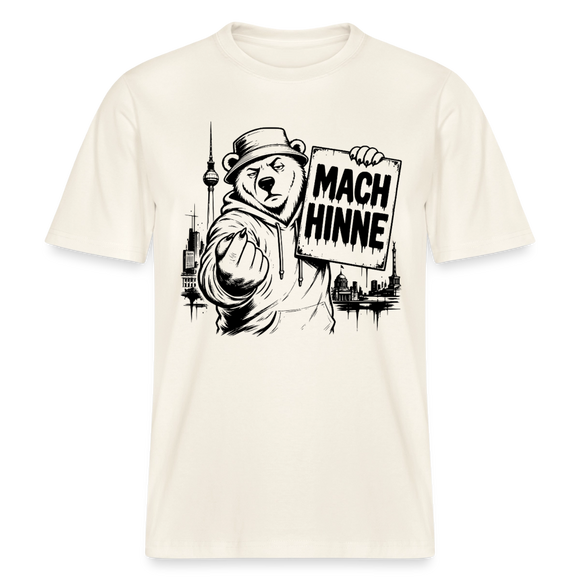 Berlin Souvenir mit Berliner Schnauze-MACH HINNE- RELAXED FIT Unisex Organic T-Shirt - Naturweiß 