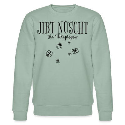 JIBT NÜSCHT zu Weihnachten in Berlin-Unisex Bio-Sweatshirt - Helles Graugrün