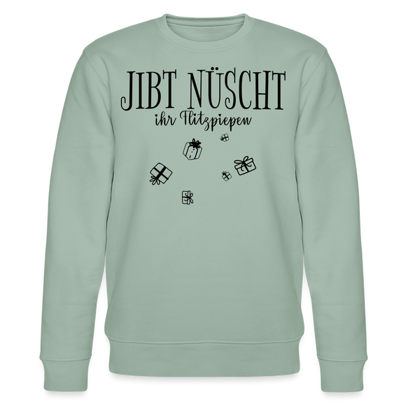 JIBT NÜSCHT zu Weihnachten in Berlin-Unisex Bio-Sweatshirt - Helles Graugrün