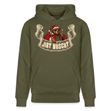 Weihnachten mit Berliner Schnauze-JIBT NÜSCHT-Unisex Bio-Hoodie - Khaki Grün