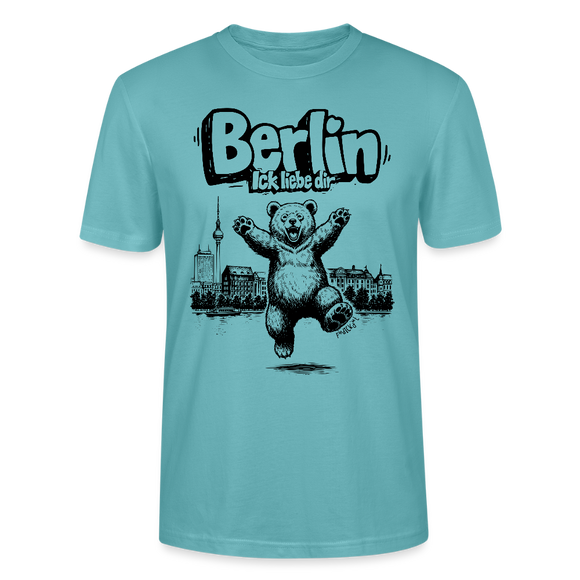 Berlin Souvenir-Unisex T-Shirt Bio-BERLIN ICK LIEBE DIR - Pastelltürkis