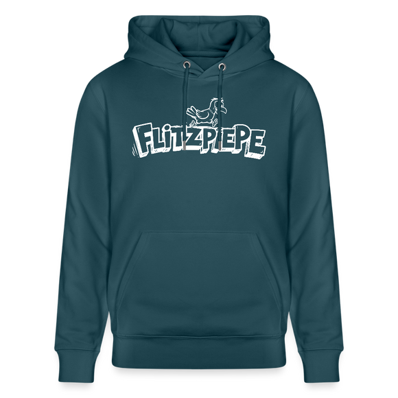 Unisex Bio-Hoodie mit dem Original Berliner Spruch - Flitzpiepe - Dunkles Petrol