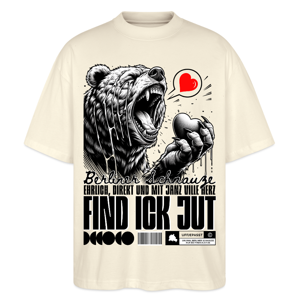 Berlin Souvenir-FIND ICK JUT-Oversized Unisex Bio T-Shirt - Weißgrau