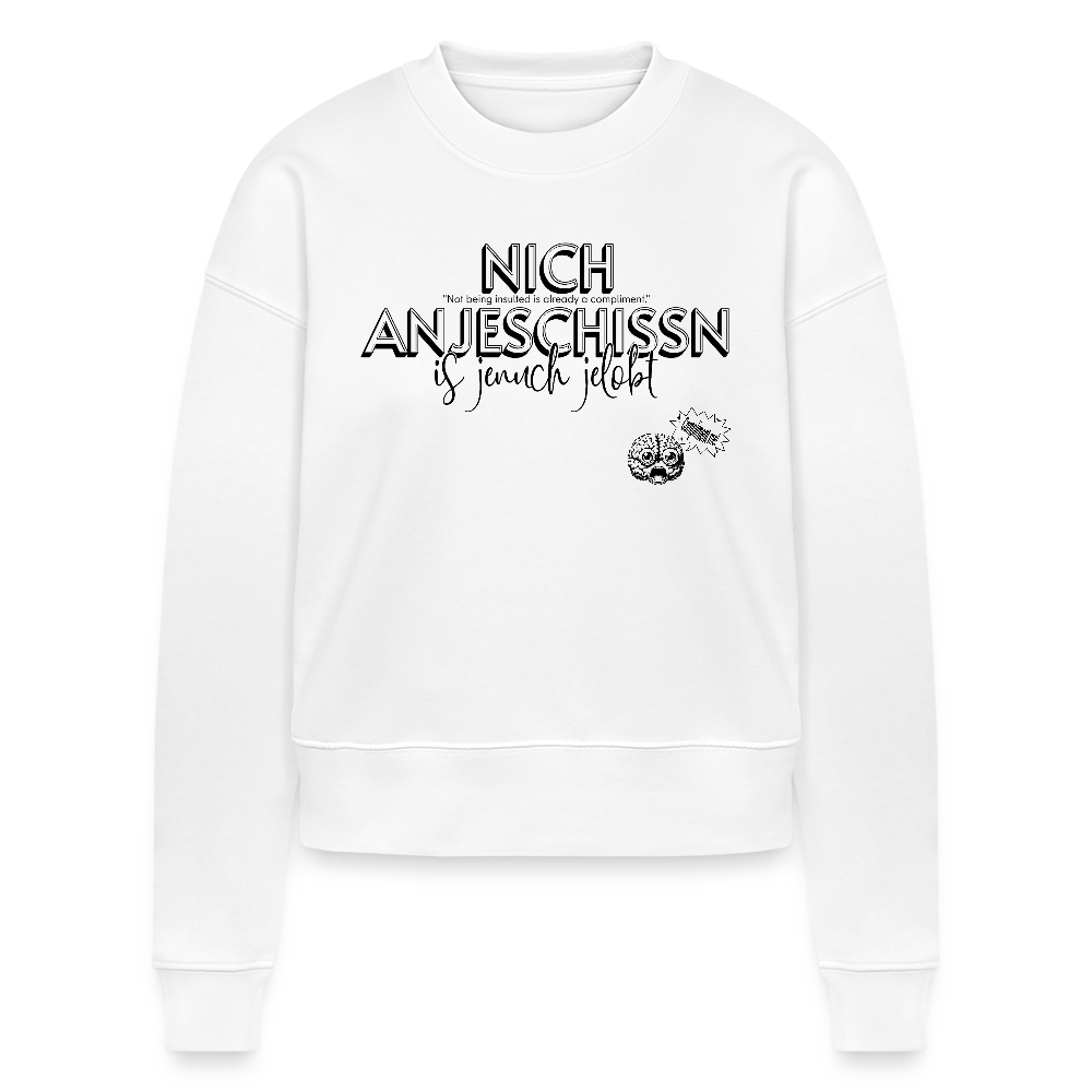 BERLINER EFFIZIENZ 'Dit Lob' -Cropped Frauen Bio-Sweatshirt - Weiß