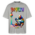 Illustration eines bunten Bären in Regenbogenfarben, der mit Pinsel und Farbpalette kreativ ist, vor dem Berliner Fernsehturm in Regenbogenoptik. Darüber der Schriftzug "Berlin" in Regenbogenfarben und darunter ganz klein "Findickjut". Perfekt zur Feier des CSD Berlin 2025. Oversized Unisex Bio T-Shirt -Grau meliert