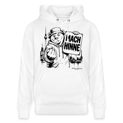 Berlin Souvenir mit Berliner Schnauze-MACH HINNE-Unisex Bio-Hoodie - Weiß