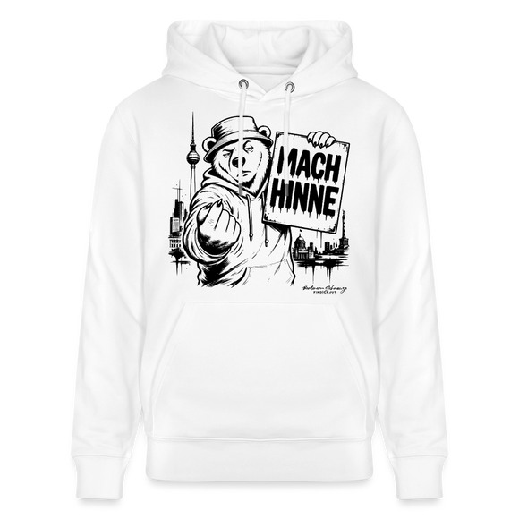 Berlin Souvenir mit Berliner Schnauze-MACH HINNE-Unisex Bio-Hoodie - Weiß
