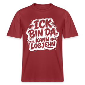 ICK BIN DA, KANN LOSJEHN-RELAXED FIT Unisex BIO T-Shirt mit Berliner Schnauze - Erdrot