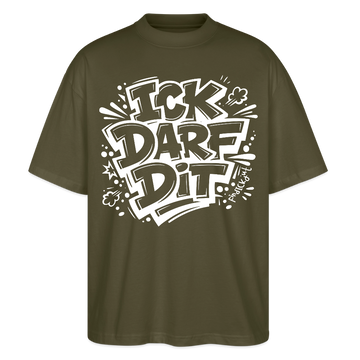 ICK DARF DIT-Oversized Unisex Bio T-Shirt mit Berliner Schnauze Spruch - Khaki