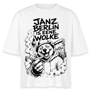 Berlin Shirt-JANZ BERLIN IS EENE WOLKE-Frauen Boxy Bio-T-Shirt - Weiß