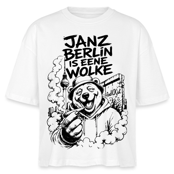 Berlin Shirt-JANZ BERLIN IS EENE WOLKE-Frauen Boxy Bio-T-Shirt - Weiß