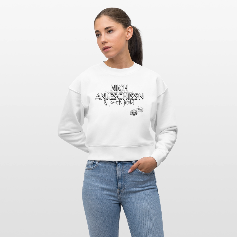 BERLINER EFFIZIENZ 'Dit Lob' -Cropped Frauen Bio-Sweatshirt - Weiß