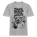 Kiffender Berliner Bär T-Shirt – Janz Berlin is eene Wolke-RELAXED FIT Unisex Organic - Grau meliert
