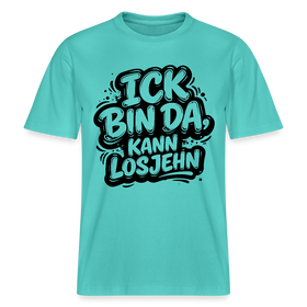 Berlin Shirt-ICK BIN DA, KANN LOSJEHN- RELAXED FIT Unisex Bio T-Shirt - Poolblau