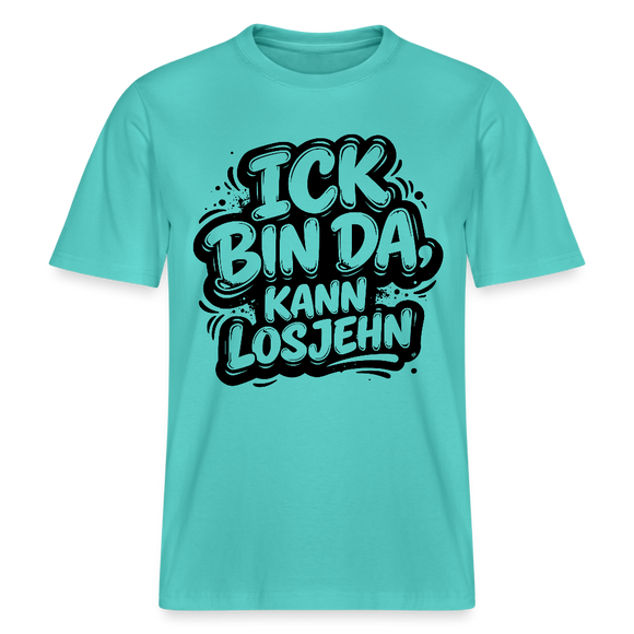 Berlin Shirt-ICK BIN DA, KANN LOSJEHN- RELAXED FIT Unisex Bio T-Shirt - Poolblau