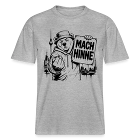 Berlin Souvenir mit Berliner Schnauze-MACH HINNE- RELAXED FIT Unisex Organic T-Shirt - Grau meliert