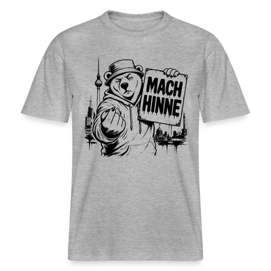 Berlin Souvenir mit Berliner Schnauze-MACH HINNE- RELAXED FIT Unisex Organic T-Shirt - Grau meliert