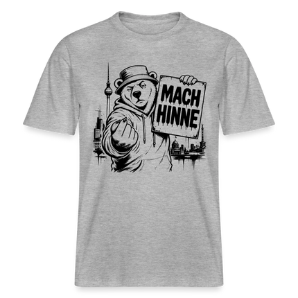 Berlin Souvenir mit Berliner Schnauze-MACH HINNE- RELAXED FIT Unisex Organic T-Shirt - Grau meliert
