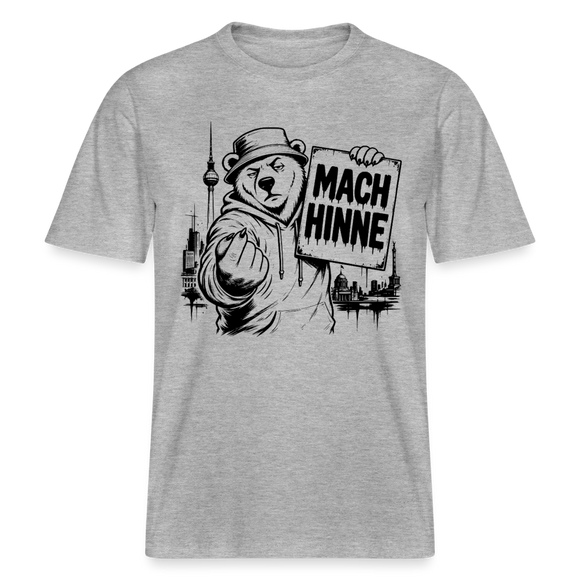 Berlin Souvenir mit Berliner Schnauze-MACH HINNE- RELAXED FIT Unisex Organic T-Shirt - Grau meliert