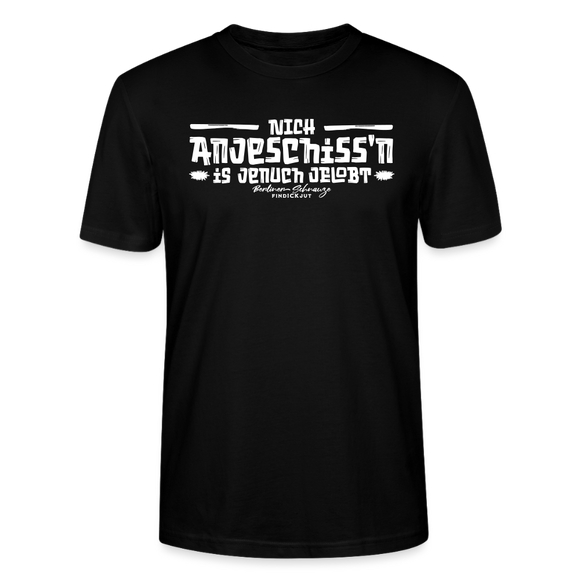 Berliner Spruch-Berliner Lob-Brustprint-NICH ANJESCHISSN is jenuch jelobt-Unisex T-Shirt - Schwarz mit weissem Print