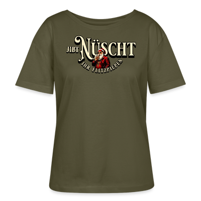 Weihnachten Berlin-JIBT NÜSCHT-Rundhals Frauen Bio-T-Shirt - Khaki