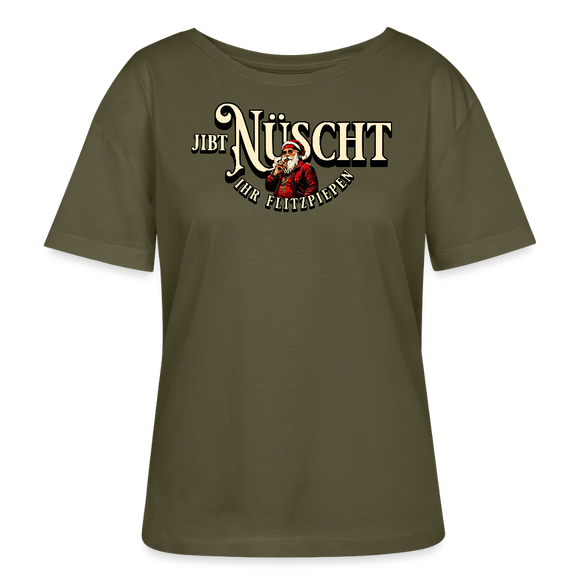 Weihnachten Berlin-JIBT NÜSCHT-Rundhals Frauen Bio-T-Shirt - Khaki