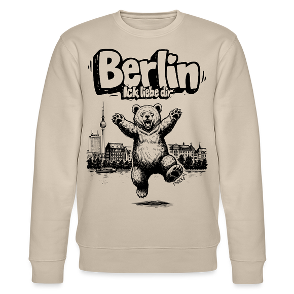 Berlin Souvenir-Unisex Bio-Sweatshirt-BERLIN ICK LIEBE DIR - Beige