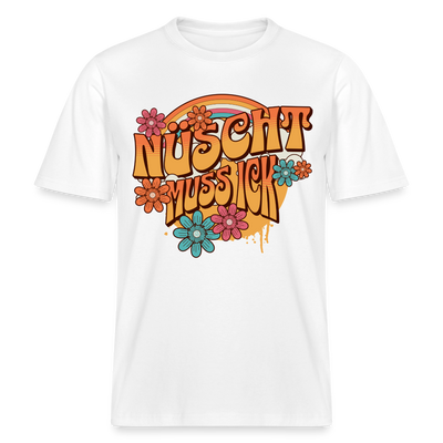 BERLINER RETRO-NÜSCHT MUSS ICK-Relaxed Fit Unisex Bio-T-Shirt - Weiß