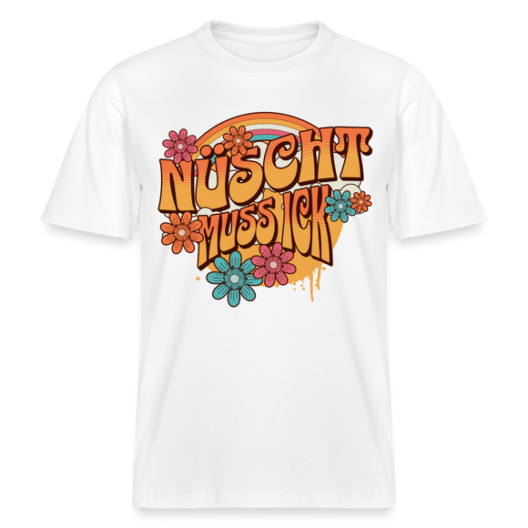 BERLINER RETRO-NÜSCHT MUSS ICK-Relaxed Fit Unisex Bio-T-Shirt - Weiß