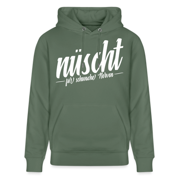 NÜSCHT FÜR SCHWACHE NERVEN-Unisex Bio-Hoodie mit Berliner Schnauze - Tanngrün