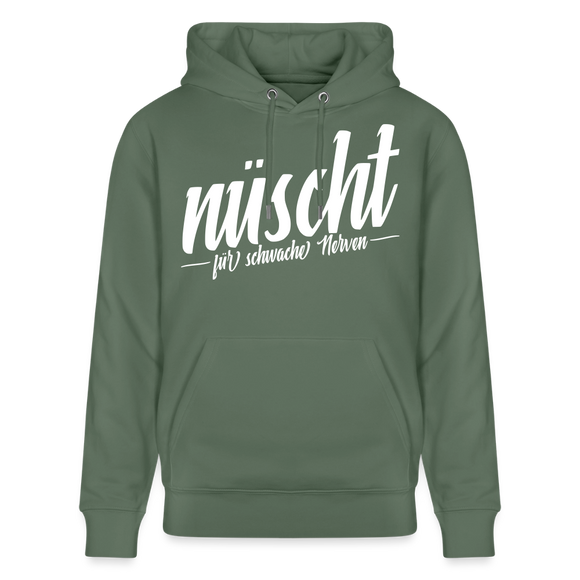 NÜSCHT FÜR SCHWACHE NERVEN-Unisex Bio-Hoodie mit Berliner Schnauze - Tanngrün