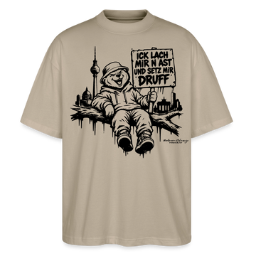 ICK LACH MIR N AST-Oversized Unisex Bio T-Shirt mit Berliner Bär - Steingrau