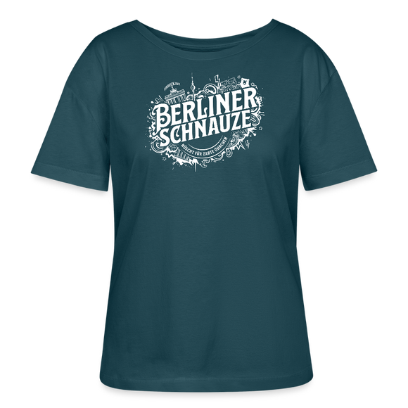 BERLINER SCHNAUZE-Rundhals Frauen Bio-T-Shirt - Dunkles Petrol