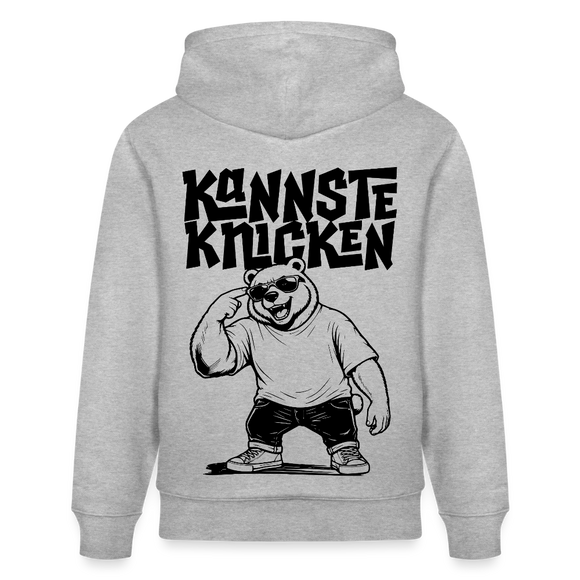 Berliner Spruch-KANNSTE KNICKEN-Unisex Bio-Hoodie mit Berliner Bär - Grau meliert