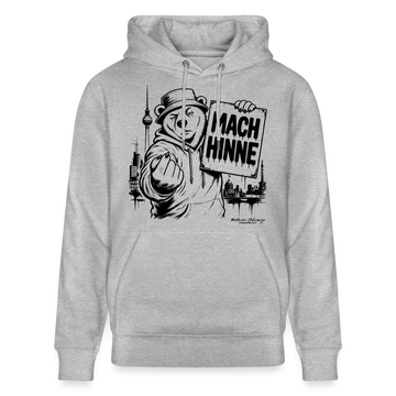 Berlin Souvenir mit Berliner Schnauze-MACH HINNE-Unisex Bio-Hoodie - Grau meliert