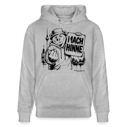 Berlin Souvenir mit Berliner Schnauze-MACH HINNE-Unisex Bio-Hoodie - Grau meliert