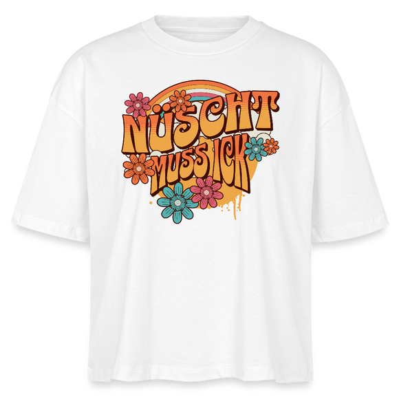 BERLINER RETRO-NÜSCHT MUSS ICK-Frauen Boxy Bio-T-Shirt - Weiß