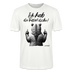 Weißes, gerade geschnittenes Bio unisex  T-Shirt mit einem gezeichneten Bären von hinten, der beiden Mittelfinger zeigt. Darüber steht in Berliner Schnauze: „Ick hab die Faxen dicke!“