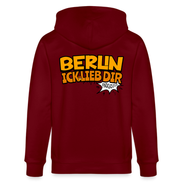 BERLIN ICK LIEB DIR - Unisex Bio-Kapuzenjacke - Burgunderrot