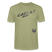 schwarzer, weiss umrandeter Schriftzug "Kiekst'n so?" im Berliner Dialekt, geschrieben in einer dynamischen, handgezeichneten Pinselstrich-Optik. - auf Bio unisex T-shirt-Nebelgrün