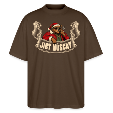 Berliner Bär-Weihnachten-JIBT NÜSCHT-Oversized Unisex Bio T-Shirt - Dunkelbraun