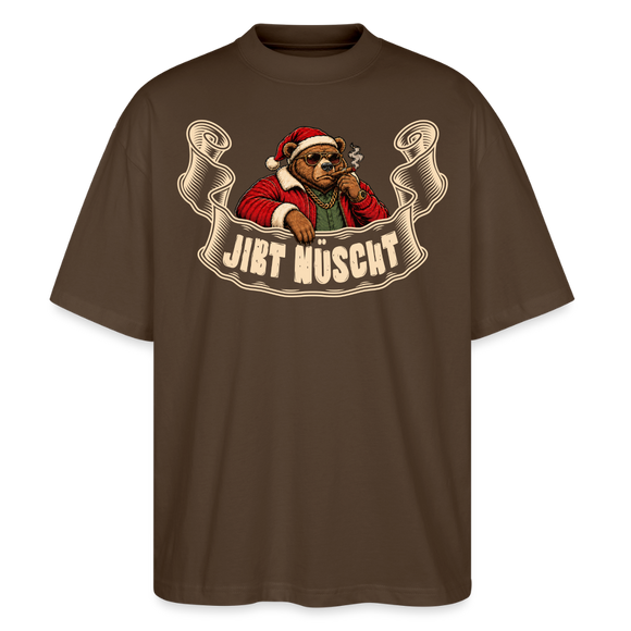 Berliner Bär-Weihnachten-JIBT NÜSCHT-Oversized Unisex Bio T-Shirt - Dunkelbraun