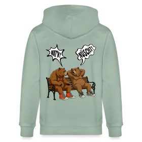 Berliner Bär mit Berliner Schnauze-WATN? NÜSCHT!-Unisex Bio-Kapuzenjacke - Helles Graugrün