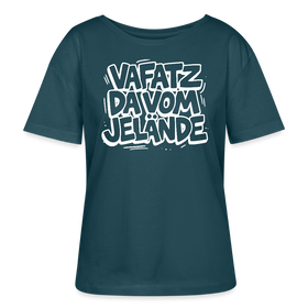 VAFATZ DA VOM JELÄNDE-Rundhals Frauen Bio-T-Shirt - Dunkles Petrol
