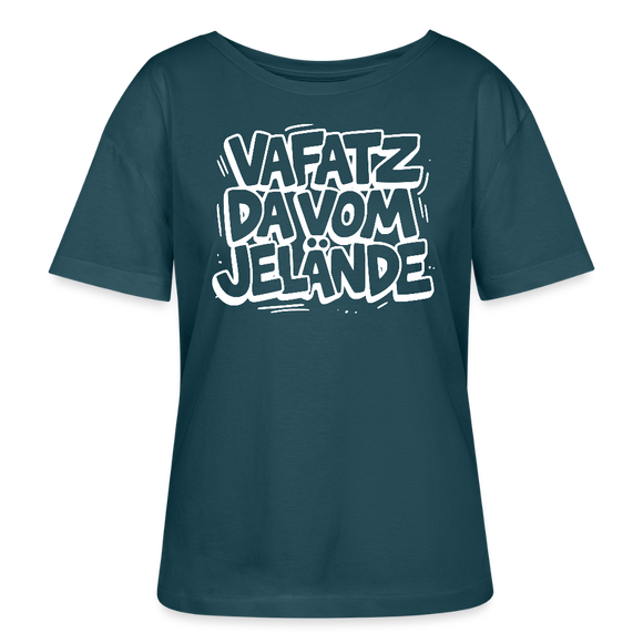 VAFATZ DA VOM JELÄNDE-Rundhals Frauen Bio-T-Shirt - Dunkles Petrol