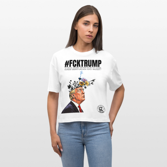 #FCKTRUMP-Frauen Boxy Bio-T-Shirt - Weiß